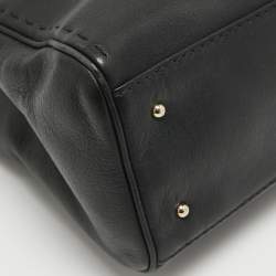 Pre Owned CH Carolina Herrera Black Leather Charm Tote