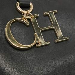 Pre Owned CH Carolina Herrera Black Leather Charm Tote