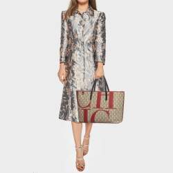 Pre Owned CH Carolina Herrera Tricolor Monogram Canvas and Leather Shopper Tote
