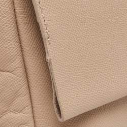 Pre Owned CH Carolina Herrera Beige Leather Minuetto Flap Top Handle Bag