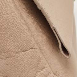 Pre Owned CH Carolina Herrera Beige Leather Minuetto Flap Top Handle Bag
