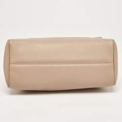 Pre Owned CH Carolina Herrera Beige Leather Minuetto Flap Top Handle Bag
