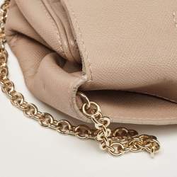 Pre Owned CH Carolina Herrera Beige Leather Minuetto Flap Top Handle Bag