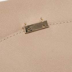 Pre Owned CH Carolina Herrera Beige Leather Minuetto Flap Top Handle Bag