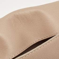 Pre Owned CH Carolina Herrera Beige Leather Minuetto Flap Top Handle Bag