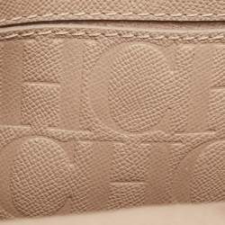 Pre Owned CH Carolina Herrera Beige Leather Minuetto Flap Top Handle Bag