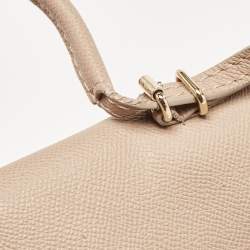 Pre Owned CH Carolina Herrera Beige Leather Minuetto Flap Top Handle Bag
