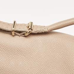 Pre Owned CH Carolina Herrera Beige Leather Minuetto Flap Top Handle Bag