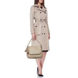 Pre Owned CH Carolina Herrera Beige Leather Tassel Hobo