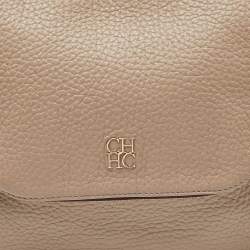 Pre Owned CH Carolina Herrera Beige Leather Tassel Hobo