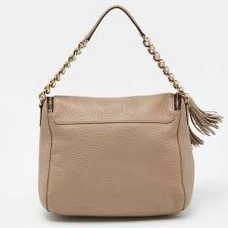 Pre Owned CH Carolina Herrera Beige Leather Tassel Hobo