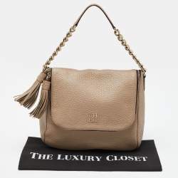 Pre Owned CH Carolina Herrera Beige Leather Tassel Hobo