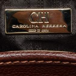 Pre Owned CH Carolina Herrera Brown Grained Leather Matteo Tote