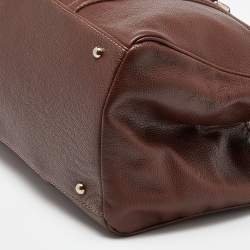 Pre Owned CH Carolina Herrera Brown Grained Leather Matteo Tote