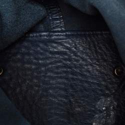 Pre Owned CH Carolina Herrera Blue Monogram Embossed Leather Matryoshka Tote