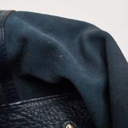 Pre Owned CH Carolina Herrera Blue Monogram Embossed Leather Matryoshka Tote