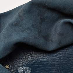 Pre Owned CH Carolina Herrera Blue Monogram Embossed Leather Matryoshka Tote