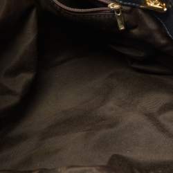 Pre Owned CH Carolina Herrera Blue Monogram Embossed Leather Chain Hobo