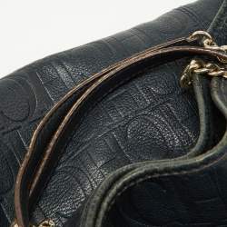 Pre Owned CH Carolina Herrera Blue Monogram Embossed Leather Chain Hobo