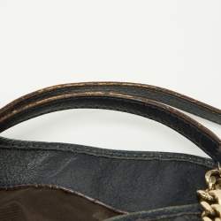Pre Owned CH Carolina Herrera Blue Monogram Embossed Leather Chain Hobo