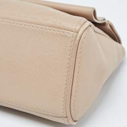 Pre Owned CH Carolina Herrera Beige Leather Small Minuetto Top Handle Bag