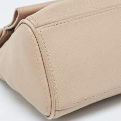 Pre Owned CH Carolina Herrera Beige Leather Small Minuetto Top Handle Bag
