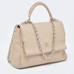 Pre Owned CH Carolina Herrera Beige Leather Small Minuetto Top Handle Bag