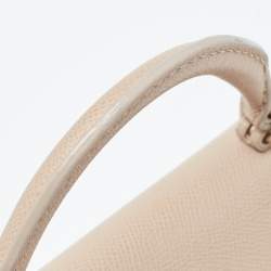 Pre Owned CH Carolina Herrera Beige Leather Small Minuetto Top Handle Bag