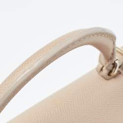 Pre Owned CH Carolina Herrera Beige Leather Small Minuetto Top Handle Bag