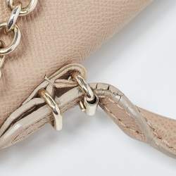 Pre Owned CH Carolina Herrera Beige Leather Small Minuetto Top Handle Bag