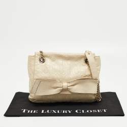 Pre Owned حقيبة كتف سي إتش كارولينا هيريرا أودري جلد مونوغرامي بني ميتاليك منقوش