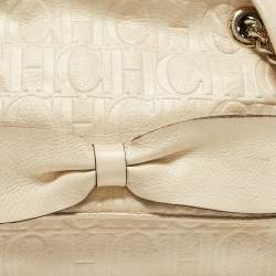 Pre Owned حقيبة كتف سي إتش كارولينا هيريرا أودري جلد مونوغرامي بني ميتاليك منقوش