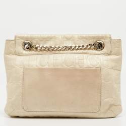 Pre Owned حقيبة كتف سي إتش كارولينا هيريرا أودري جلد مونوغرامي بني ميتاليك منقوش