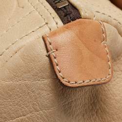 CH Carolina Herrera Beige Monogram Embossed Leather Andy Boston Bag