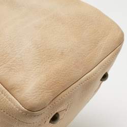 CH Carolina Herrera Beige Monogram Embossed Leather Andy Boston Bag