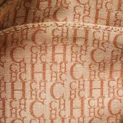 CH Carolina Herrera Beige Monogram Embossed Leather Andy Boston Bag