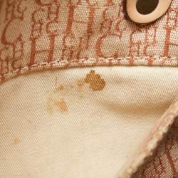 CH Carolina Herrera Beige Monogram Embossed Leather Andy Boston Bag