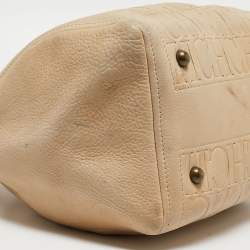 CH Carolina Herrera Beige Monogram Embossed Leather Andy Boston Bag