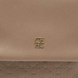 مملوكة مسبقًا CH Carolina Herrera Beige Leather Small Minuetto Flap Top Handle Bag