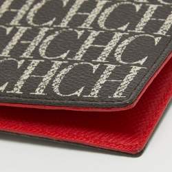 Pre Owned CH Carolina Herrera Brown/White Monogram Coated Canvas Bifold Long Wallet