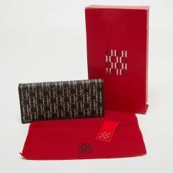 Pre Owned CH Carolina Herrera Brown/White Monogram Coated Canvas Bifold Long Wallet
