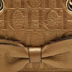 Pre Owned CH Carolina Herrera Gold Monogram Embossed Leather Audrey Crossbody Bag