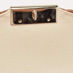 Pre Owned CH Carolina Herrera Brown/Off White Monogram Coated Canvas and Leather Crossbody Bag