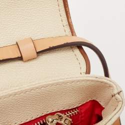 Pre Owned CH Carolina Herrera Brown/Off White Monogram Coated Canvas and Leather Crossbody Bag
