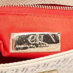 Pre Owned CH Carolina Herrera Brown/Off White Monogram Coated Canvas and Leather Crossbody Bag