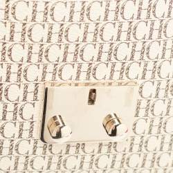 Pre Owned CH Carolina Herrera Brown/Off White Monogram Coated Canvas and Leather Crossbody Bag
