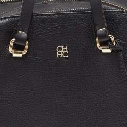 Pre Owned CH Carolina Herrera Black Leather Double Zip Bag