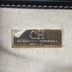 Pre Owned CH Carolina Herrera Black Leather Double Zip Bag