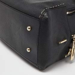 Pre Owned CH Carolina Herrera Black Leather Double Zip Bag