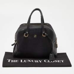Pre Owned CH Carolina Herrera Black Leather Double Zip Bag